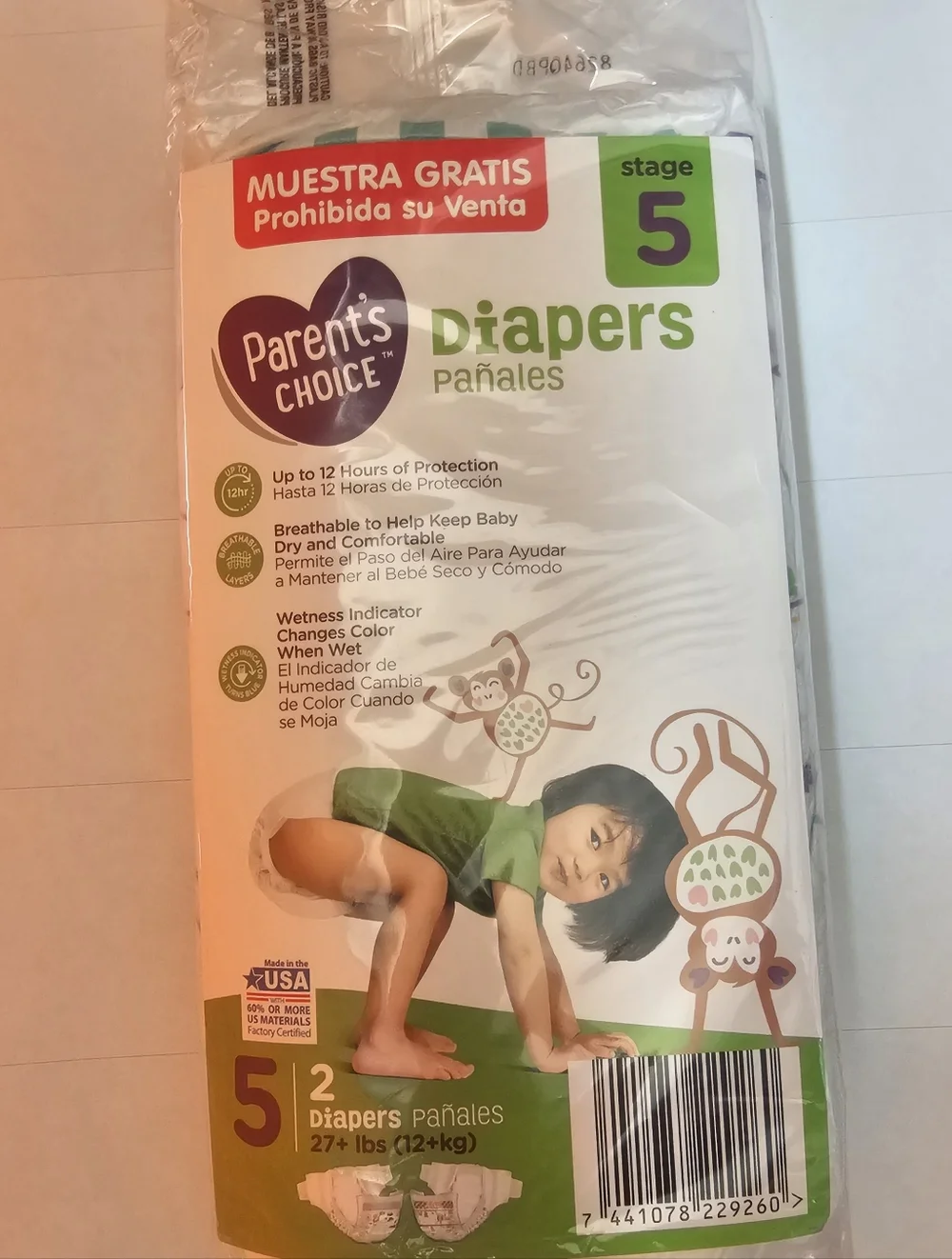 Parent's Choice Diapers with Purple and White Design 80 Diapers Stage 5